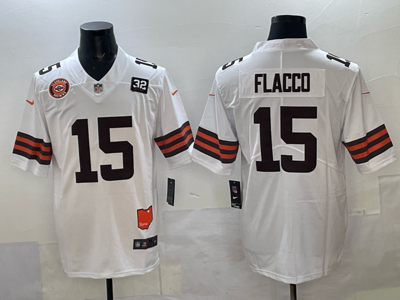 Men 2025 Cleveland Browns #15 Flacco white Nike Limited NFL Jersey 004->cleveland browns->NFL Jersey
